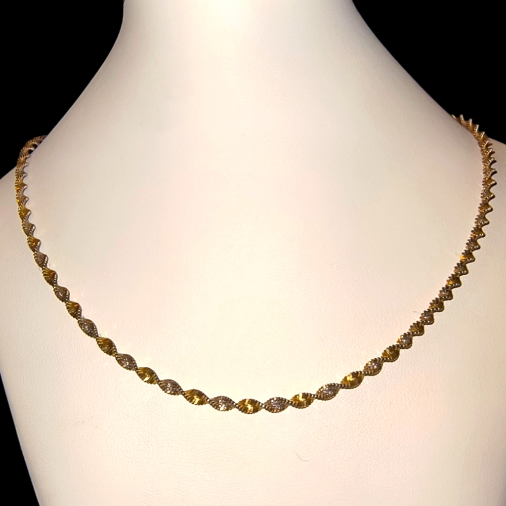 Danecraft Sterling Silver & Gold Plated Twisted Herringbone Necklace Chain